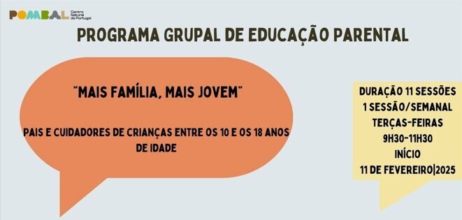 GAFP promove novas sessões de capacitação parental para famílias de Pombal